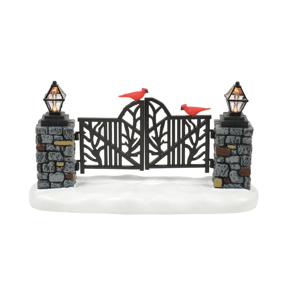 D-56 Village Accessory: Cardinal Christmas Lit Gate