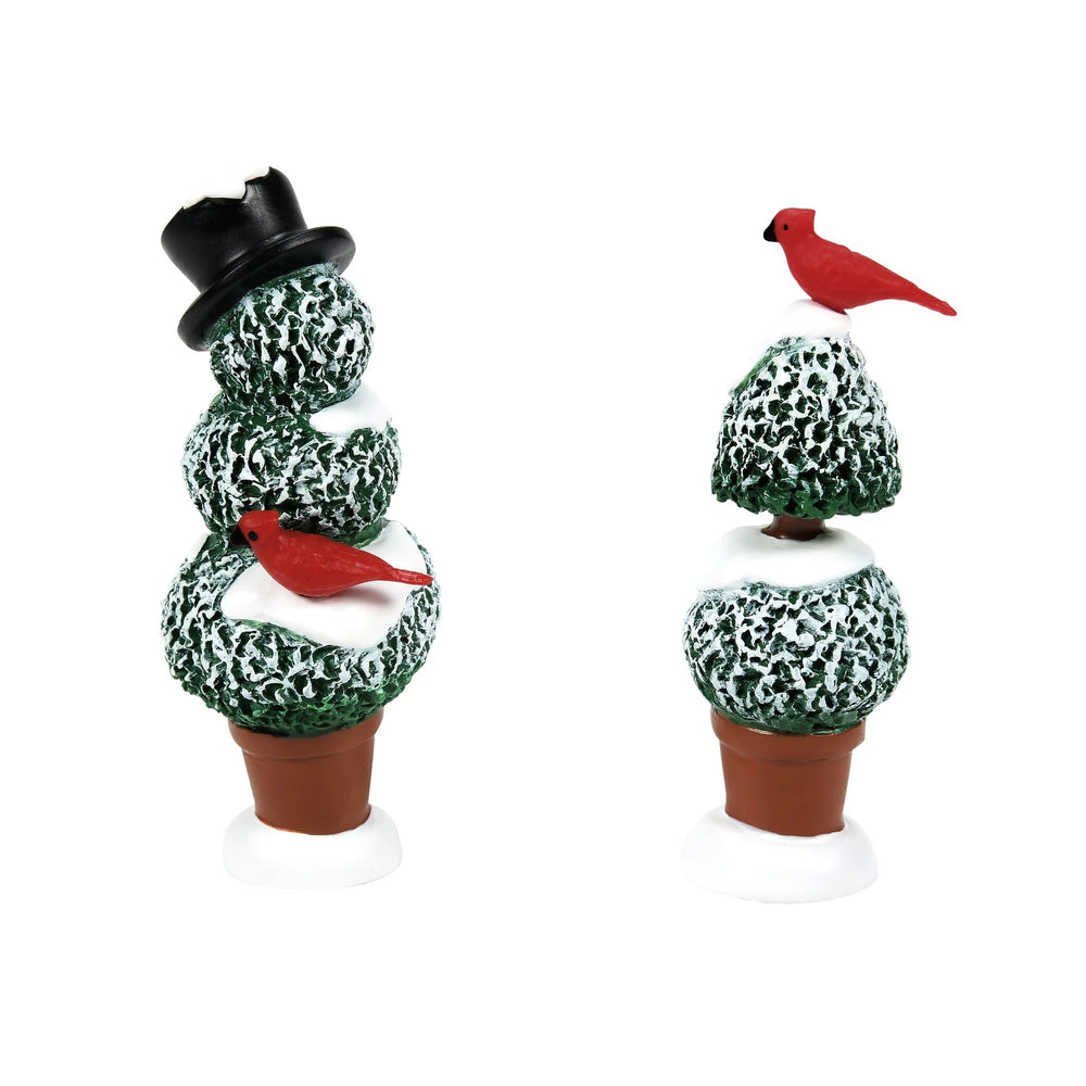 D-56 Village Accessory: Cardinal Christmas Topiaries