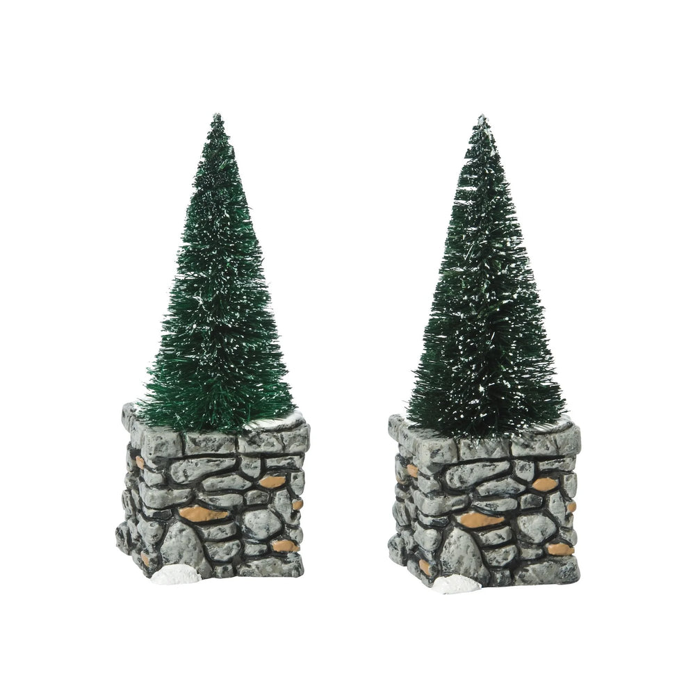 D-56 Village Accessory: Limestone Topiaries